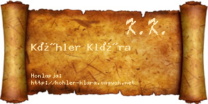 Köhler Klára névjegykártya